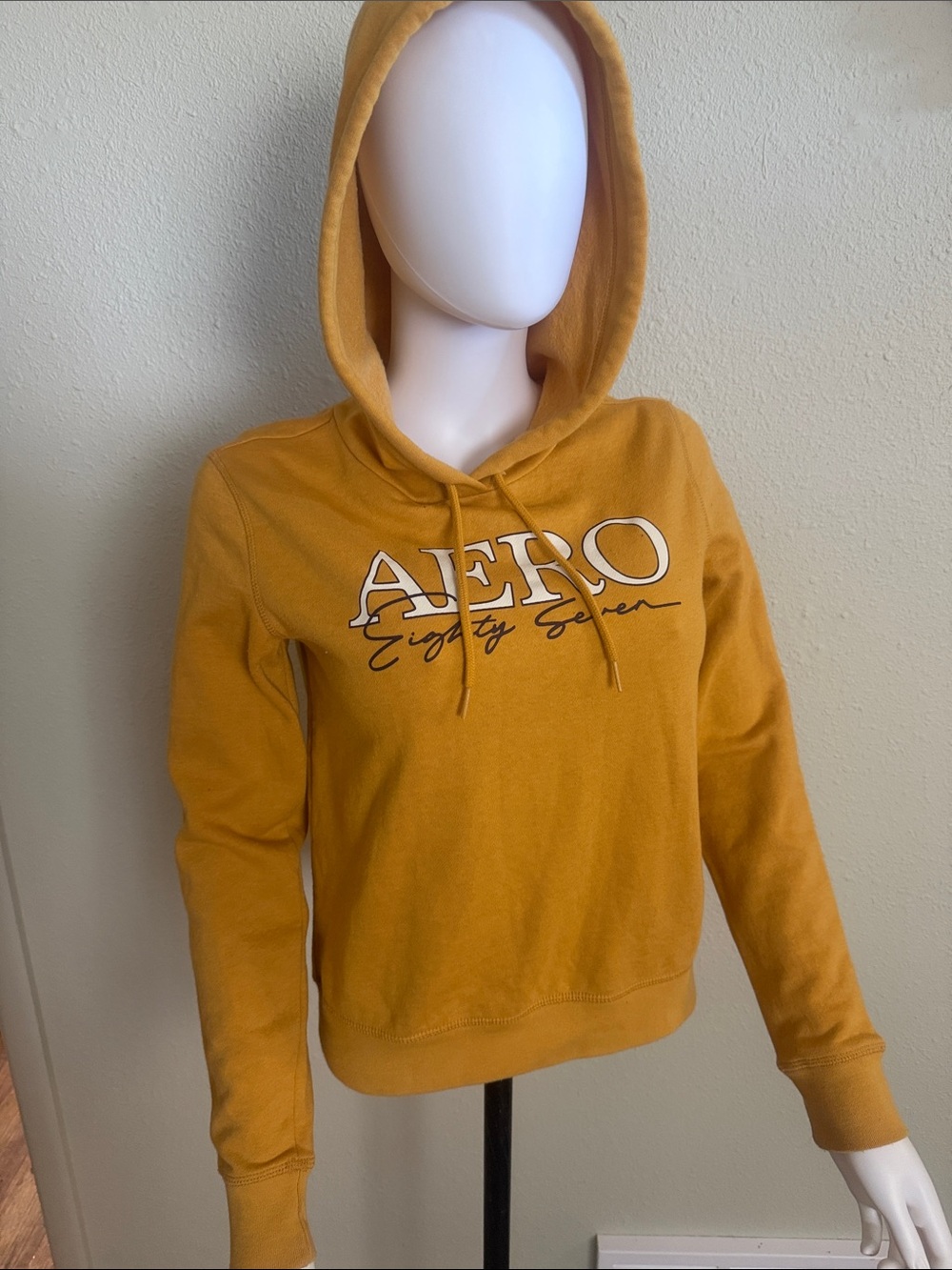 Aeropostale Mustard Yellow Logo Hoodie